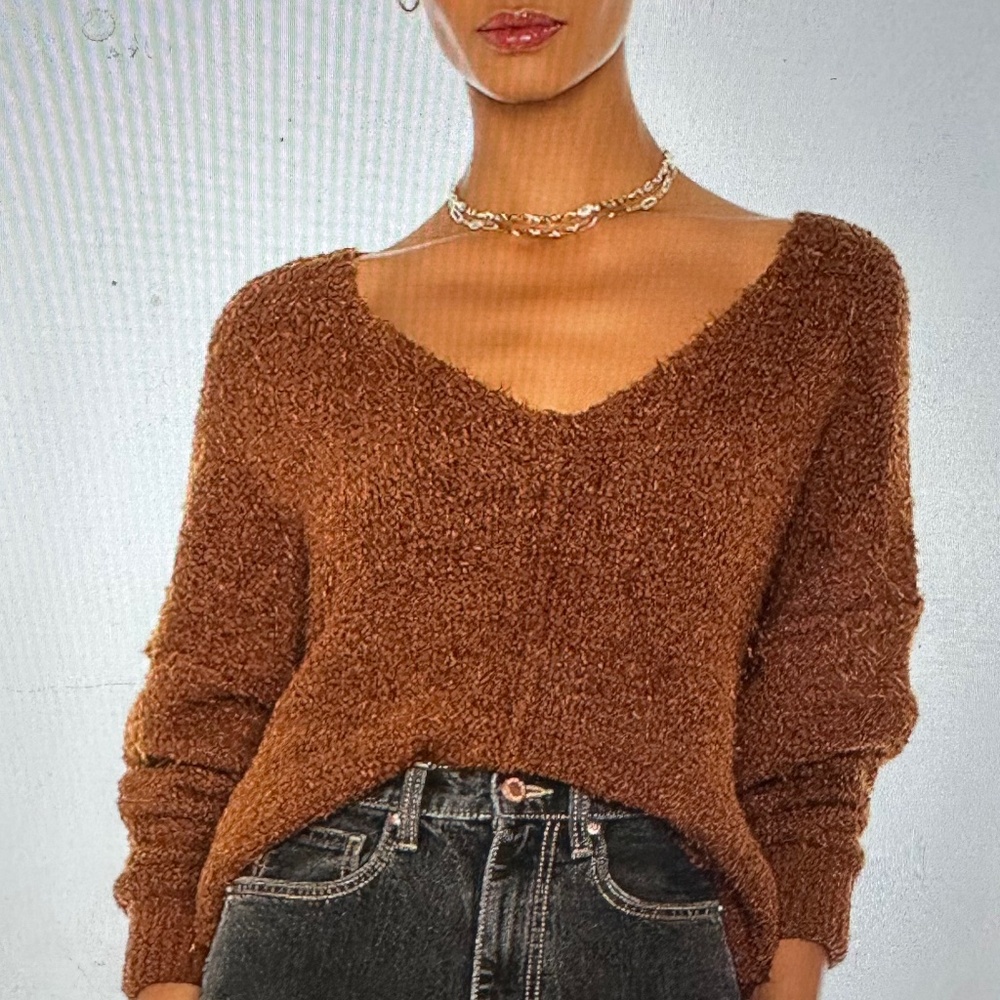 FREE PEOPLE ICING V-neck PULLOVER SWEATER
